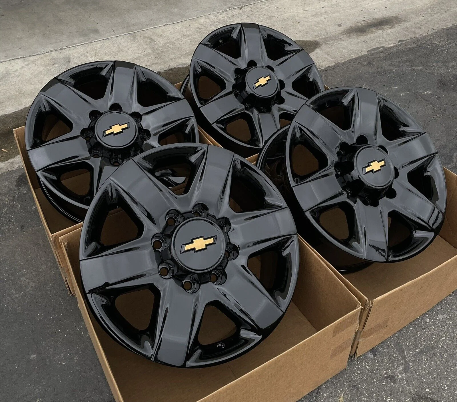 Chevrolet Silverado 2500 3500 HD Gloss Black Wheels Rims - Image 3