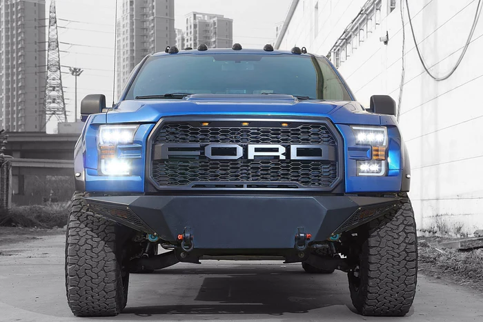 15-17 Ford F150 PRO-Series Halogen Projector Headlights Jet Black - Image 6