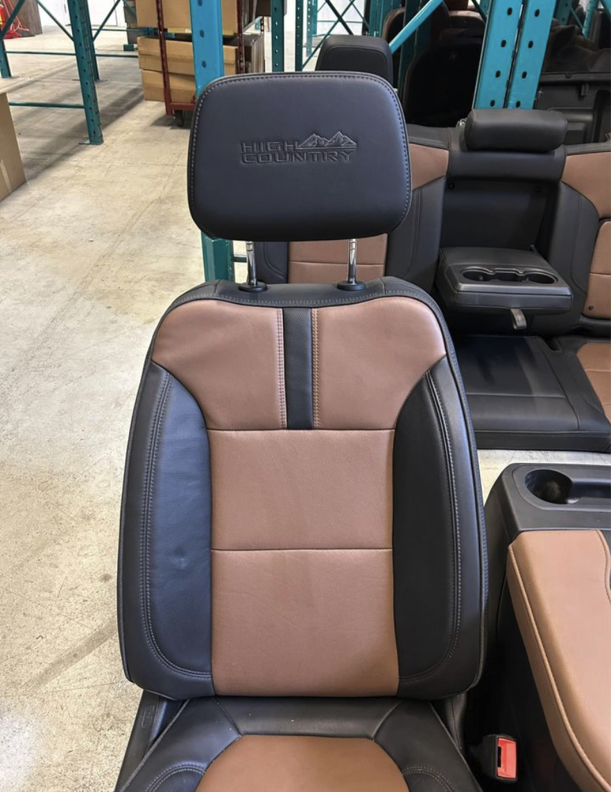 2019-2024 Chevy Silverado 1500/2500/3500 High Country Brown Leather Seats and Centre Console Set for Sale - Image 2