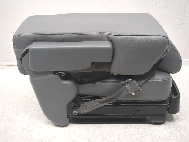 2009 – 2014 Ford F150 Center Jump Seat, 3-Point Seatbelt, Steel Gray Vinyl - Image 3