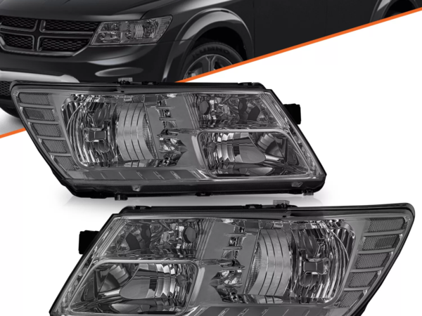 Headlights Assembly for 2009-2018 Dodge Journey | Smoke Lamps Clear Corner Sets | OEM Quality
