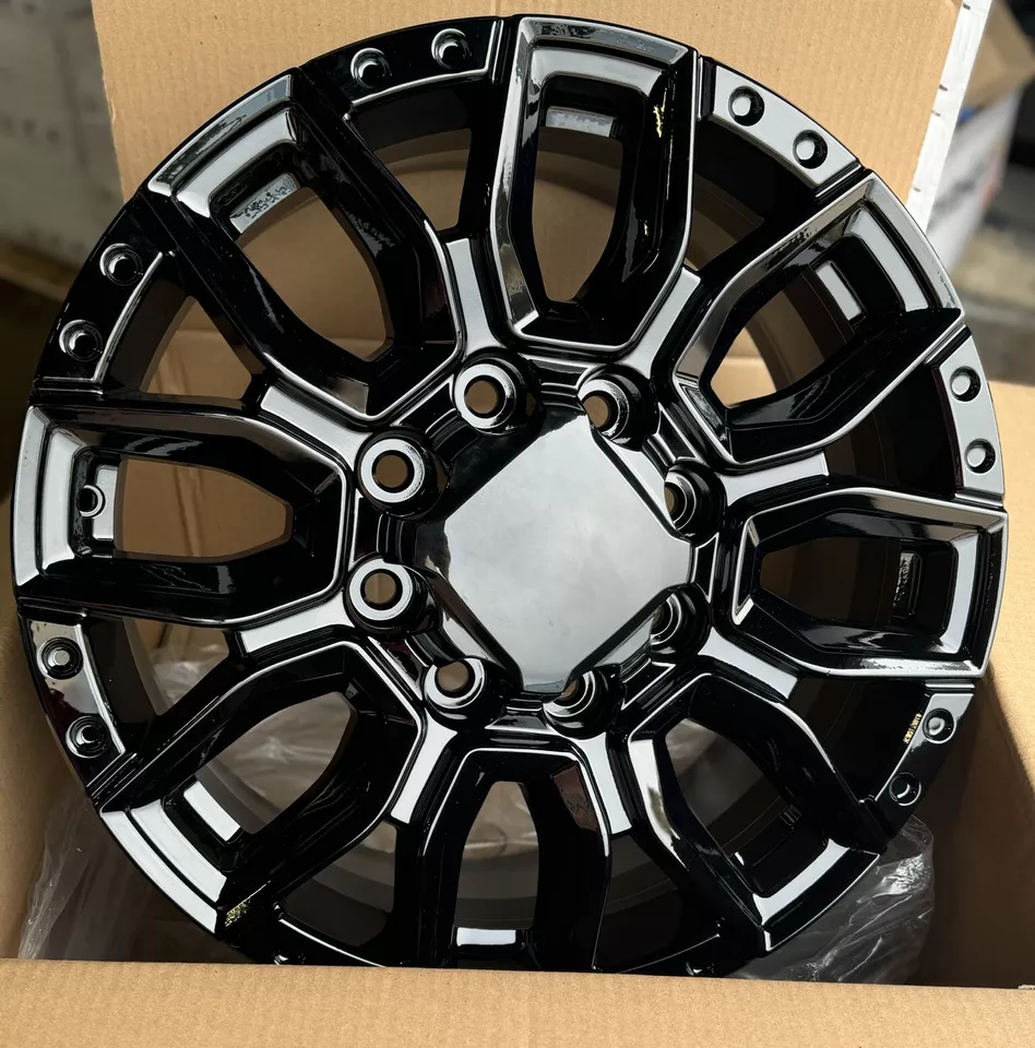 2011-2025 GMC Sierra 2500 Black SLT 20″ 8-180 Wheels 265/60R20 A/T Tires - Image 6