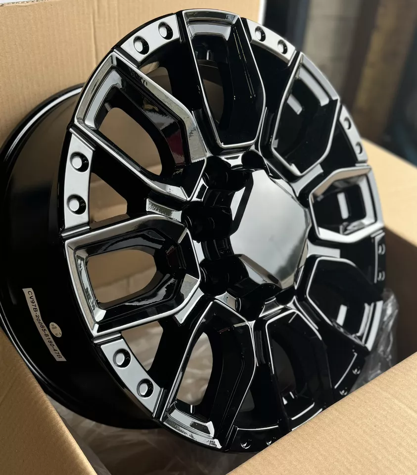 2011-2025 GMC Sierra 2500 Black SLT 20″ 8-180 Wheels 265/60R20 A/T Tires - Image 4