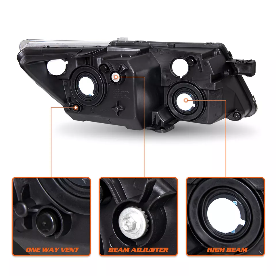 Headlights Assembly for 2009-2018 Dodge Journey | Smoke Lamps Clear Corner Sets | OEM Quality - Image 3